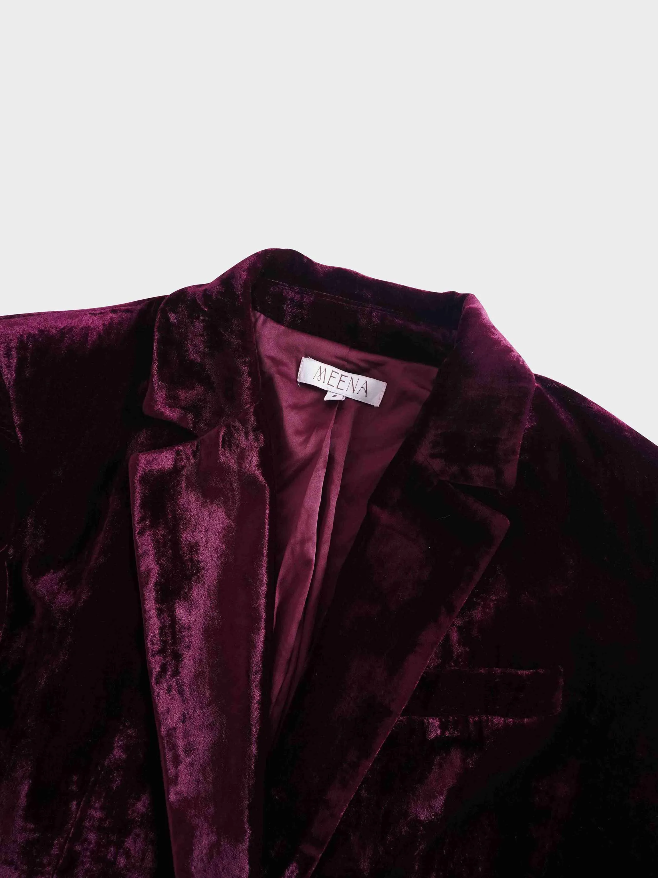 Velvet Blazer-Burgundy