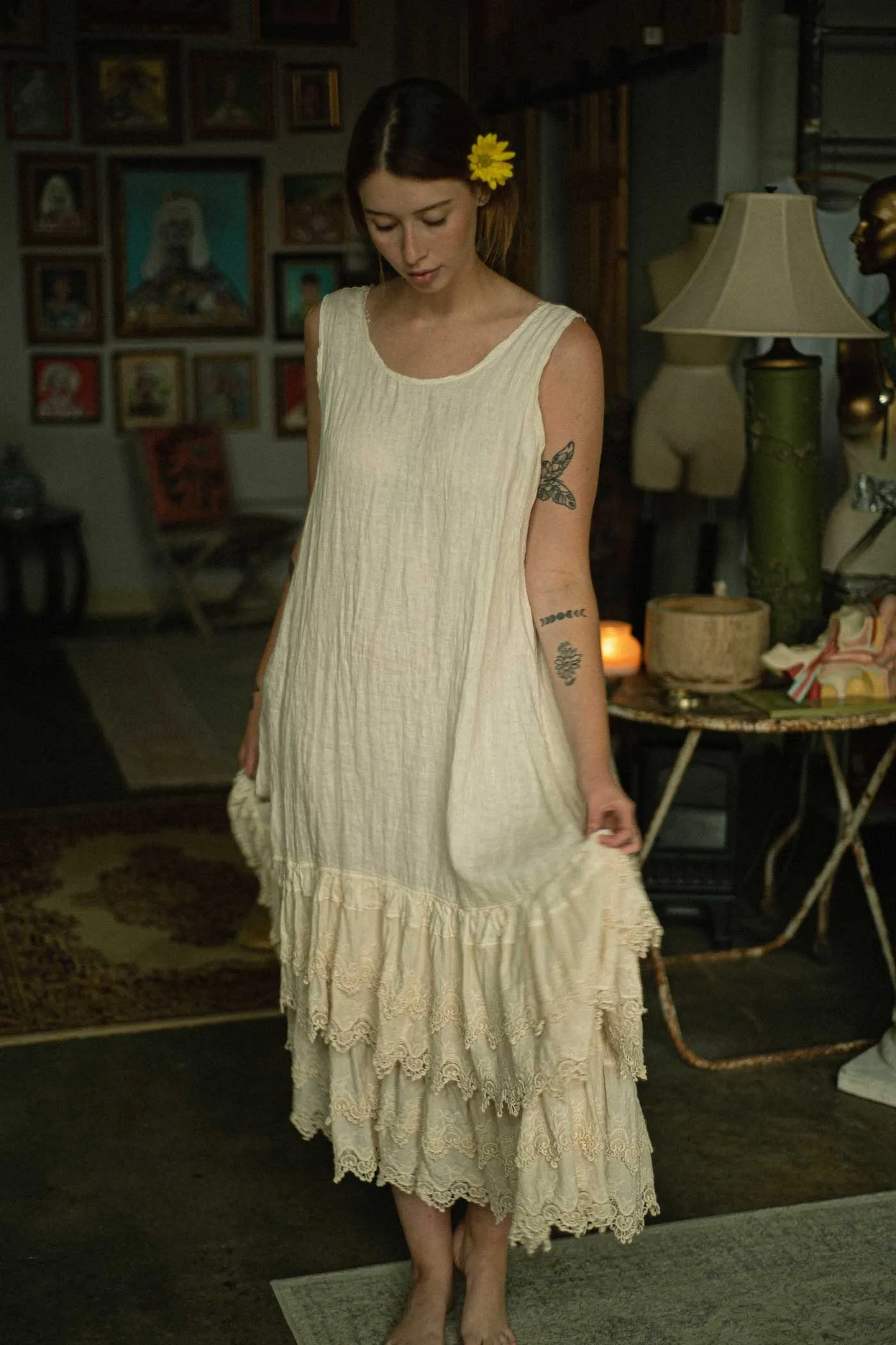 Victorian Full Slip, Linen