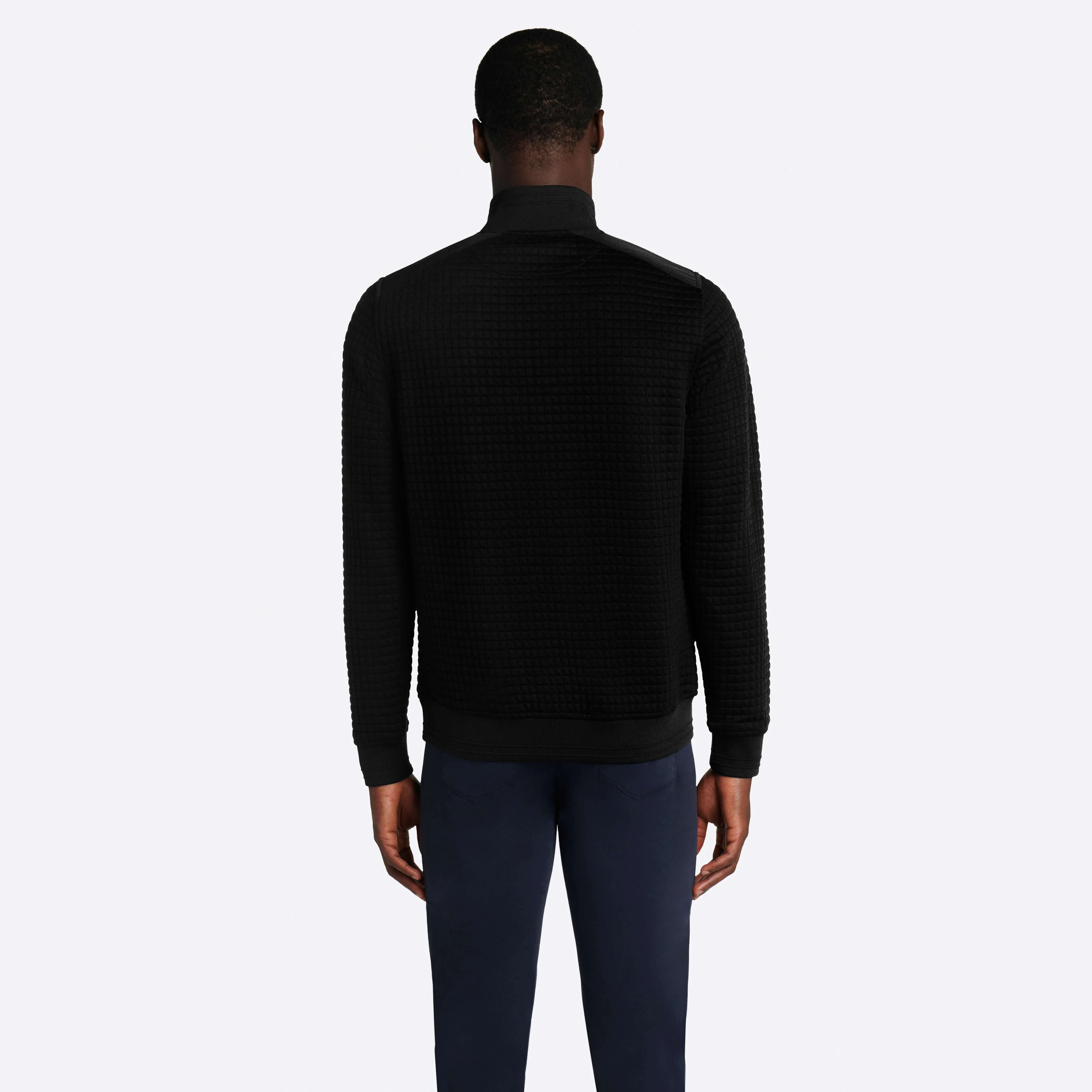 Waffle Knit Quarter Zip Mock Neck Pullover