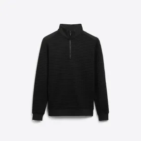 Waffle Knit Quarter Zip Mock Neck Pullover