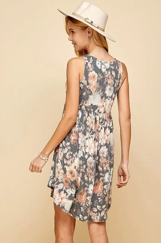 Where You'll Find Me Dress - Grey Floral