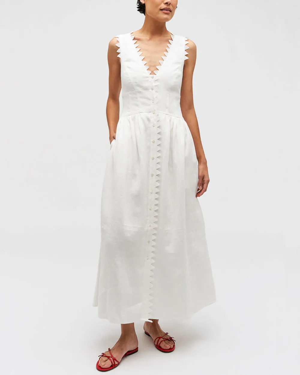 White Apron Maxi Dress