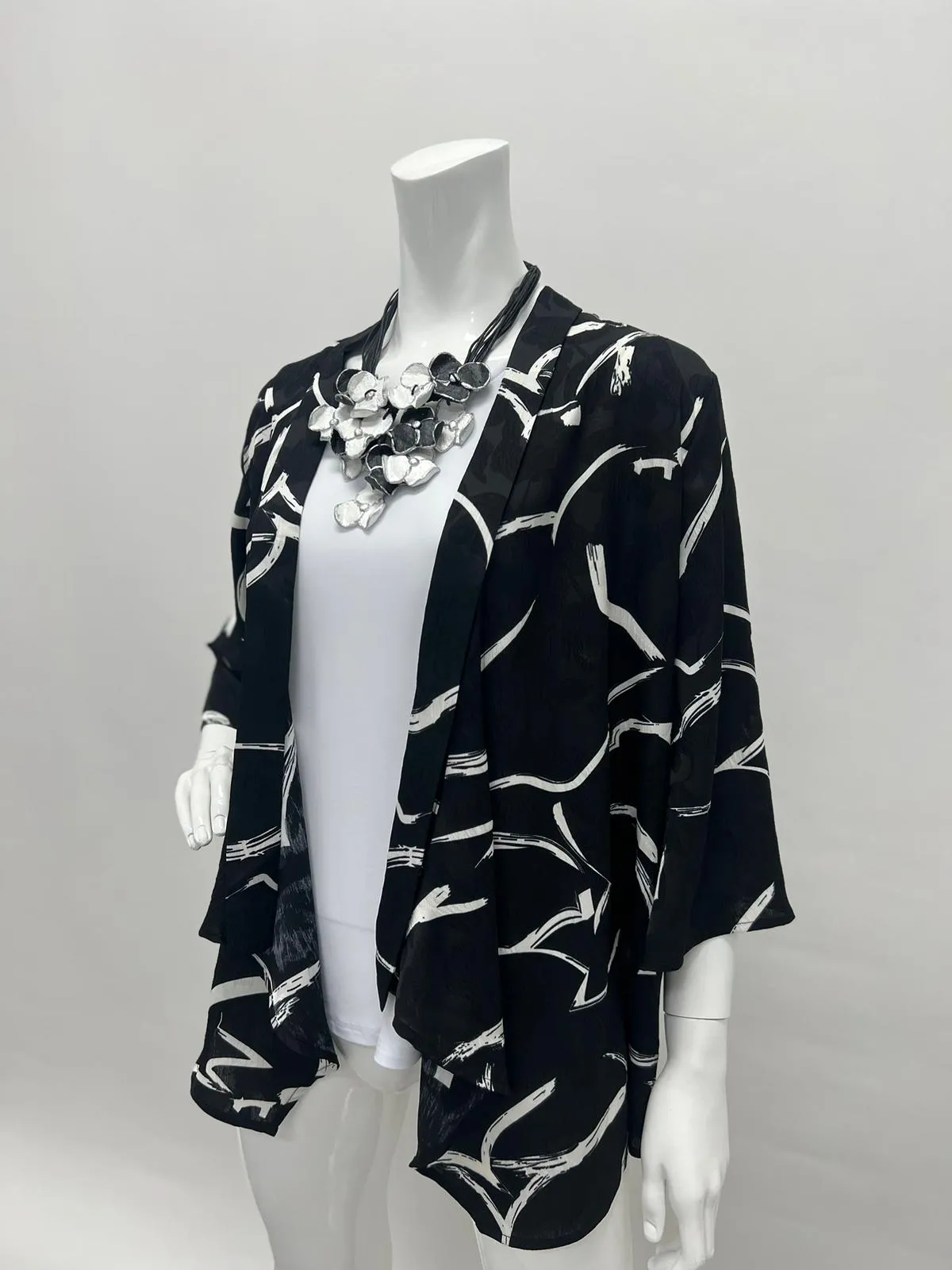 Women's Black & White Jacquard Cardigan  | LIOR