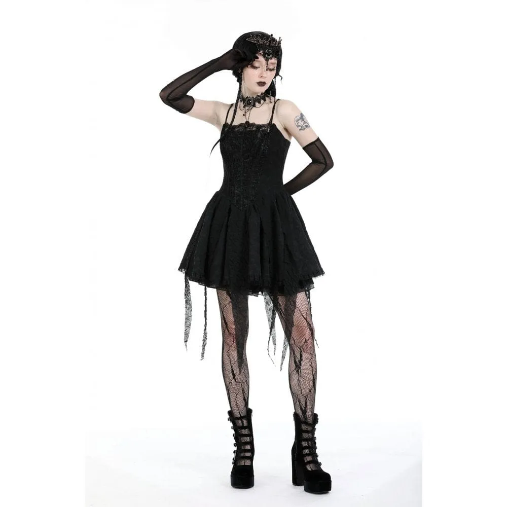 Women's Gothic Irregular Ruched Slip Dress