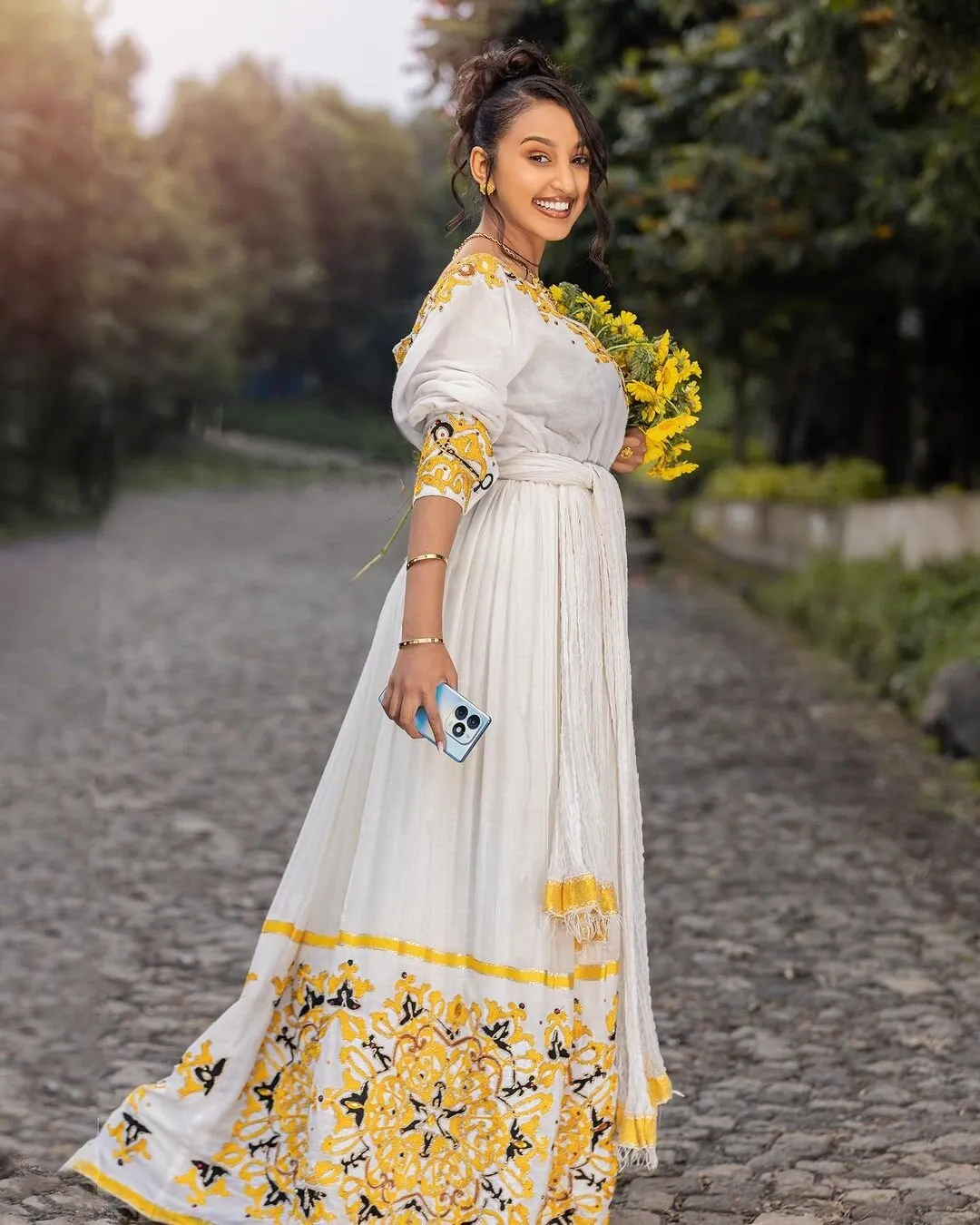 Yellow designs habesha dress for new year vibrant Habesha Kemis