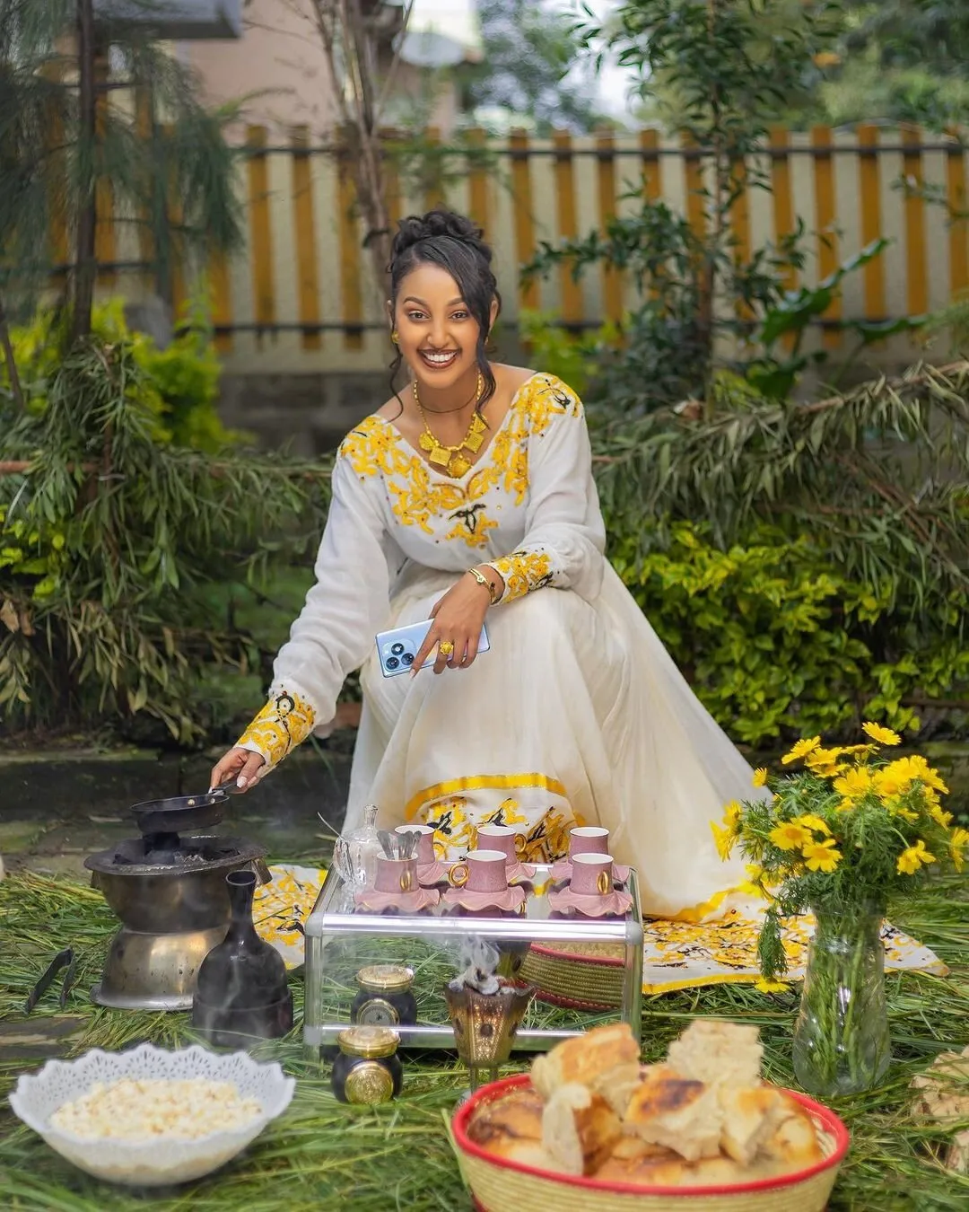 Yellow designs habesha dress for new year vibrant Habesha Kemis