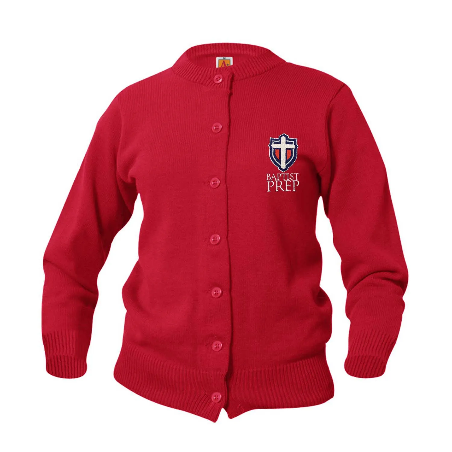 Youth Crewneck Cardigan With Baptist Prep Logo